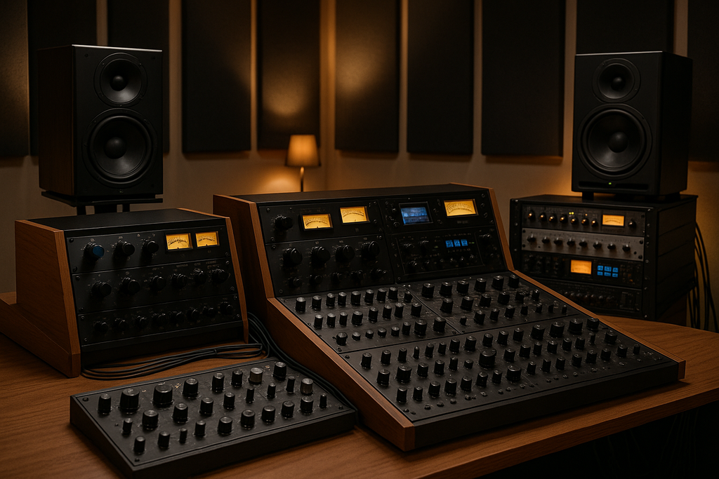 audio mastering gear in mastering studio